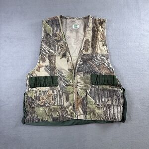 Vintage Ozark Trail Hunting Vest Men's Large Camo Pockets with Game Bag Full Zip